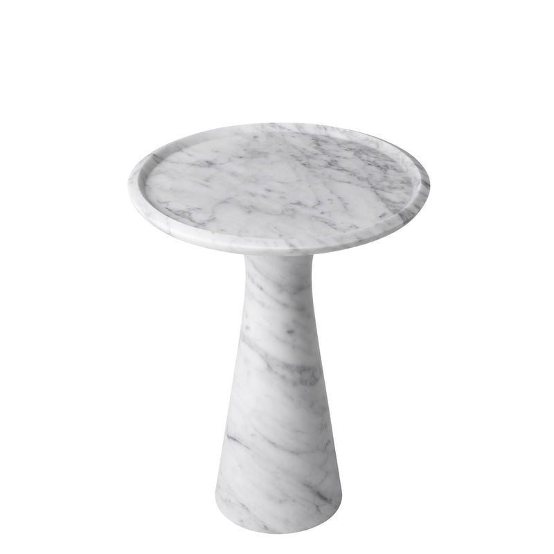 Side Table Pompano Low White Carrera Marble