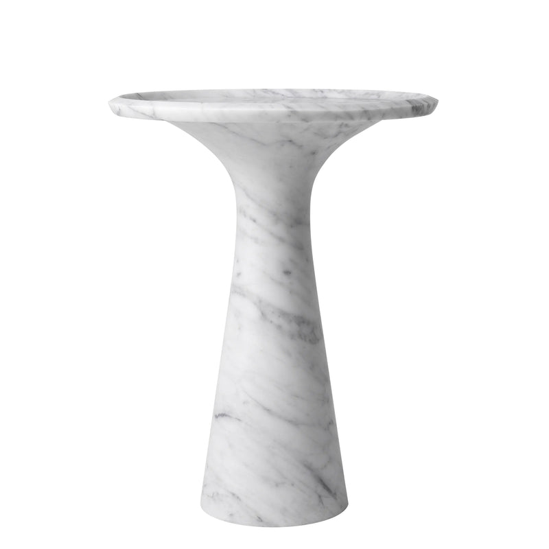 Side Table Pompano Low White Carrera Marble