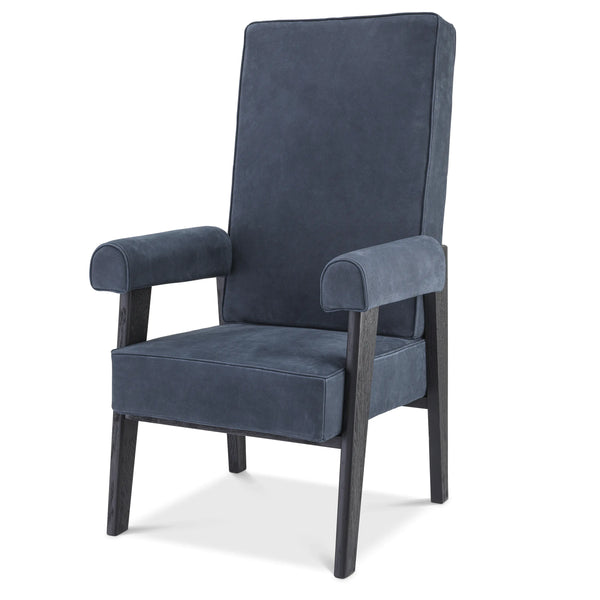 Chair Milo high black oak blue nubuck