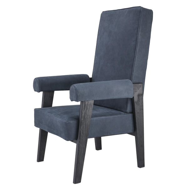 Chair Milo high black oak blue nubuck