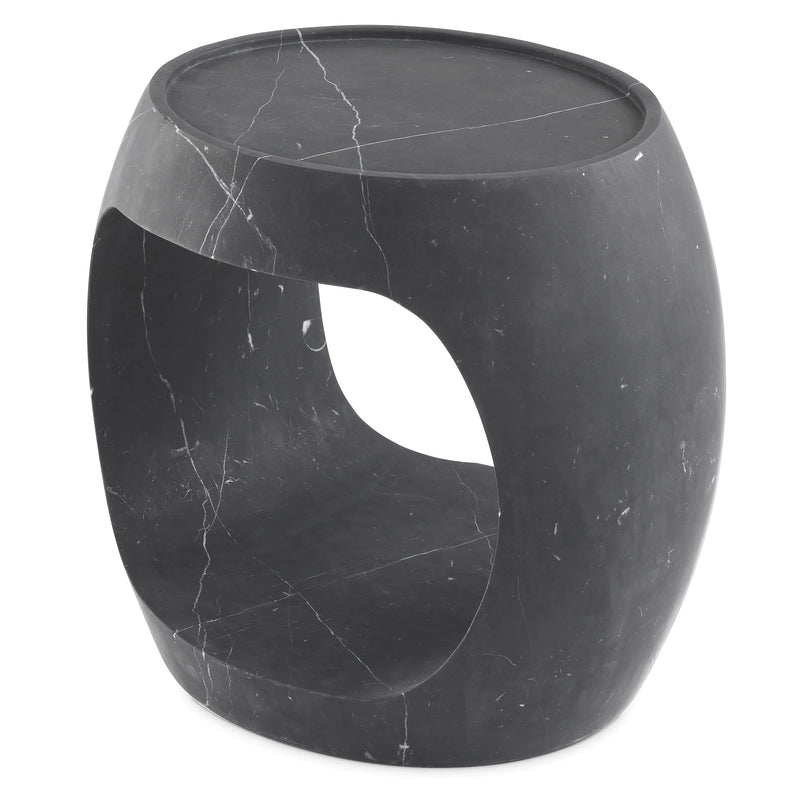 Side Table Clipper Low Honed Black Marble