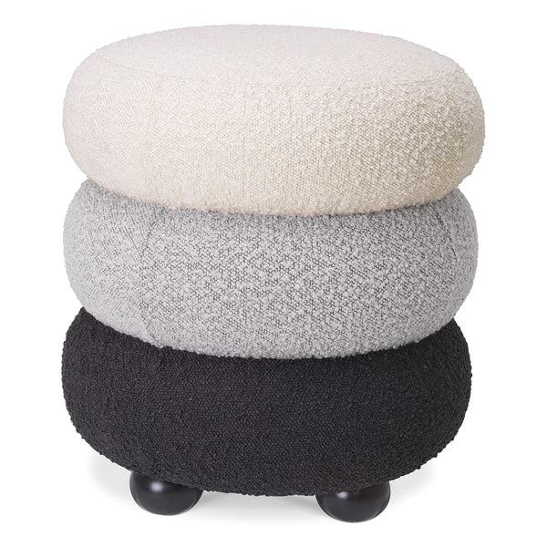 Stool Tulum bouclé cream grey black