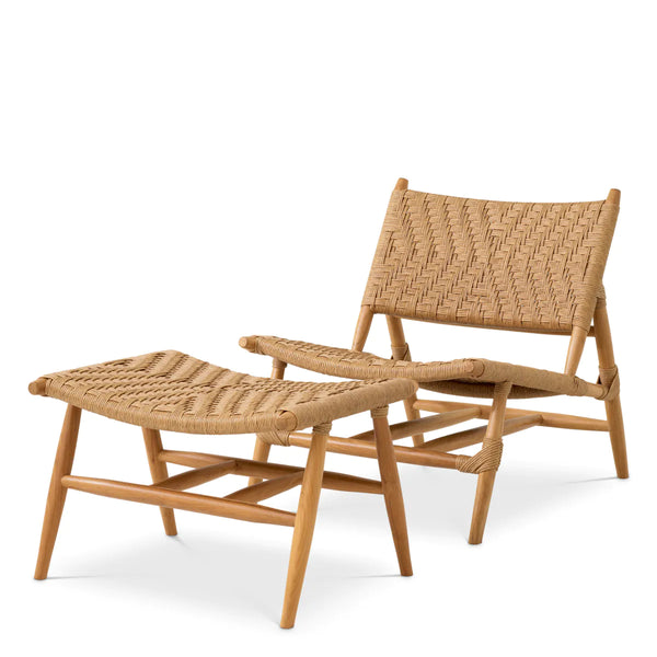 Outdoor Chair and Foot Stool Laroc natural teak