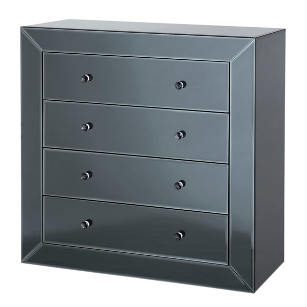 Chest Brera black mirror glass 4 drawer