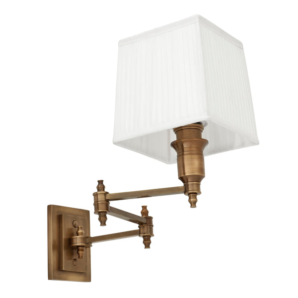 Wall Lamp Lexington Swing ant brass incl white sha