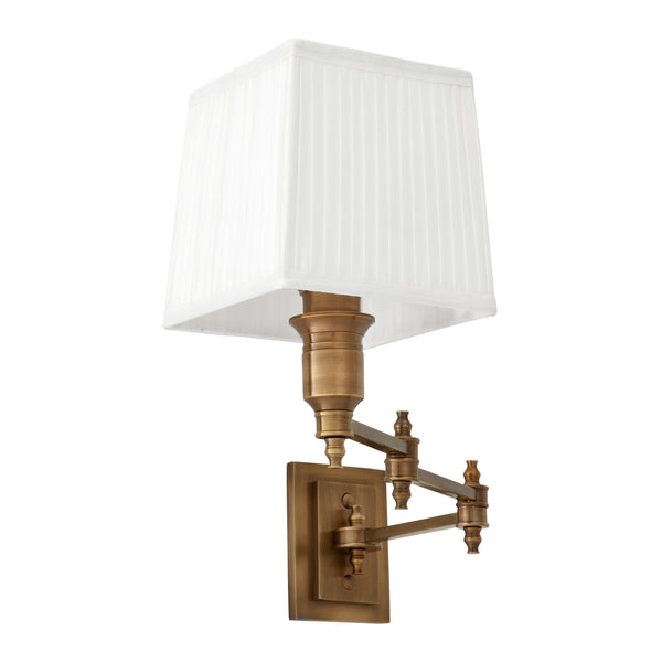 Wall Lamp Lexington Swing ant brass incl white sha