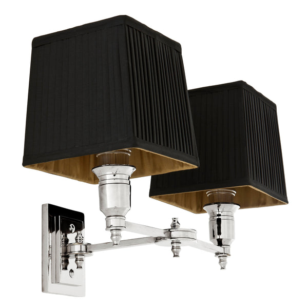 Wall Lamp Lexington Double nickel incl black shade