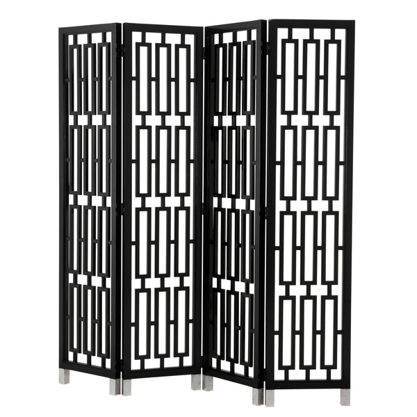 Folding Screen Geometric Black Finish