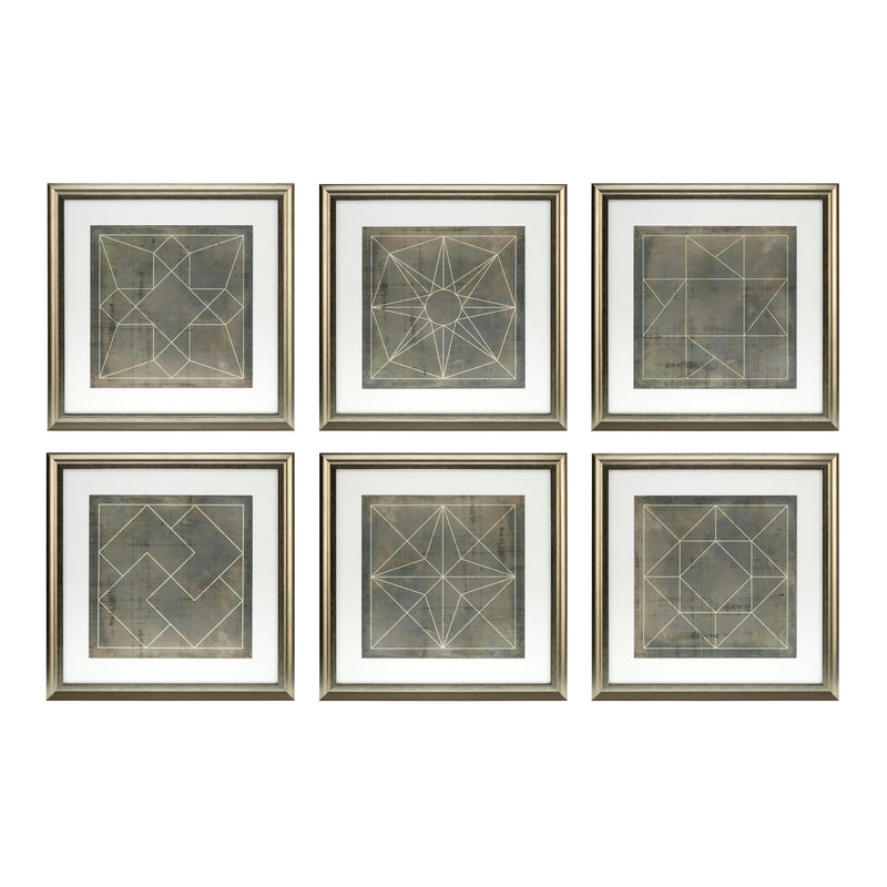 Prints Geometric Blueprints Set Of 6