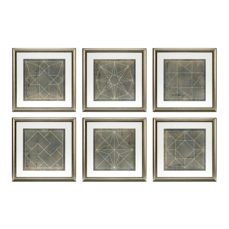 Prints Geometric Blueprints Set Of 6