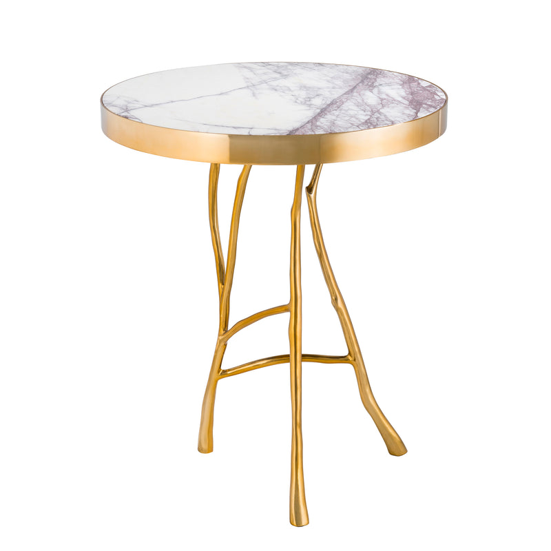 Side Table Veritas Gold Finish White Marble