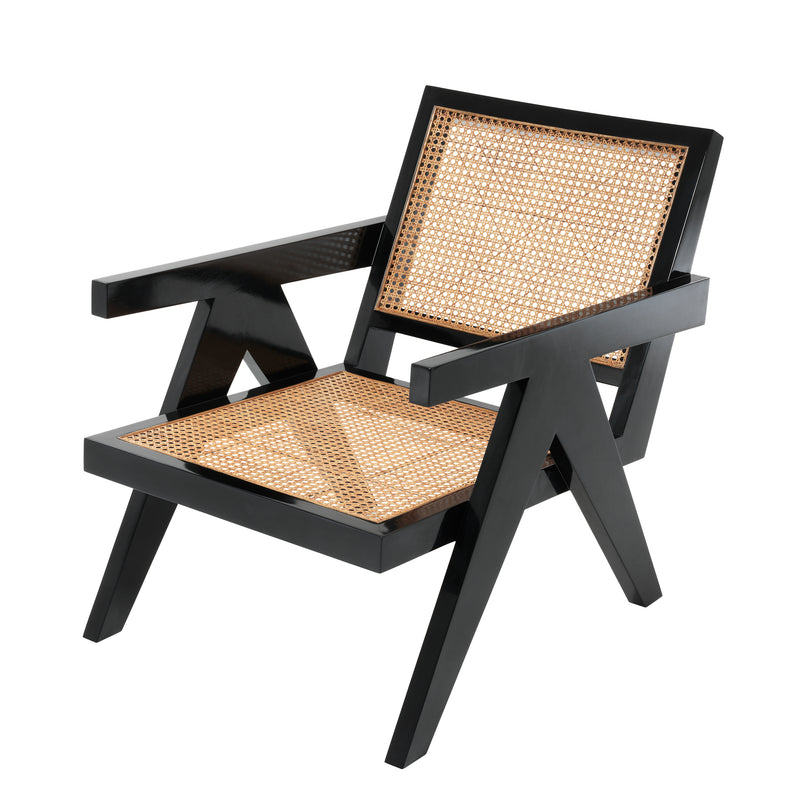 Chair Adagio Black Finish Natural Cane