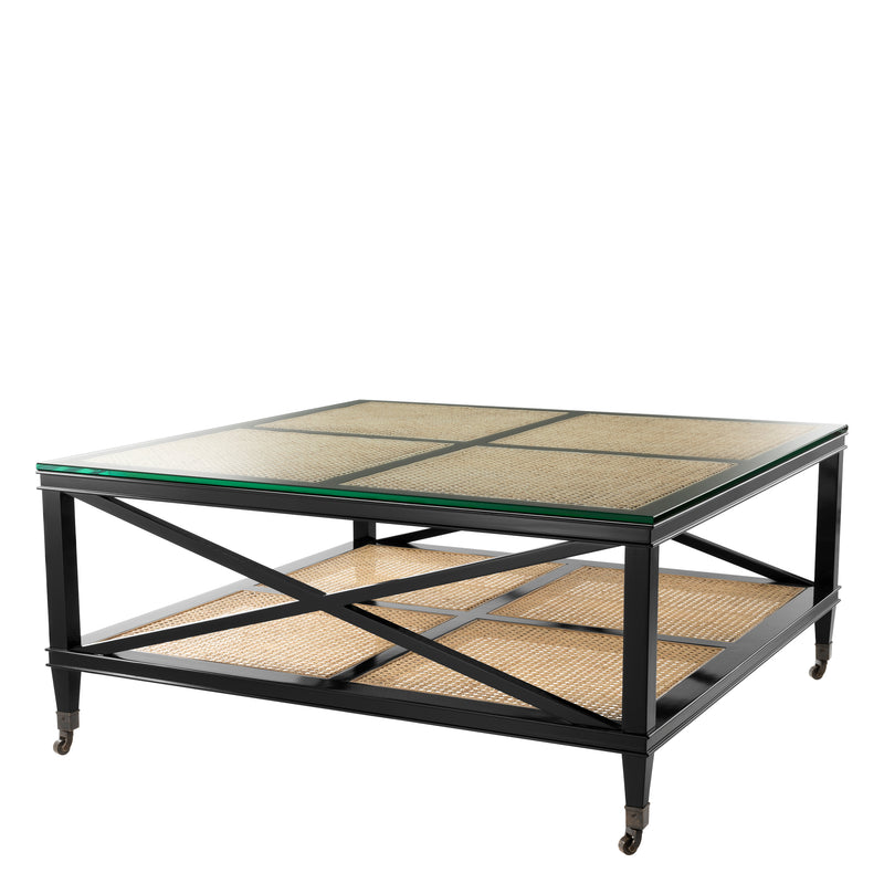 Coffee Table Bahamas Black Finish Natural Cane