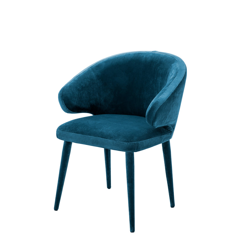 Dining Chair Cardinale Roche Teal Blue Velvet