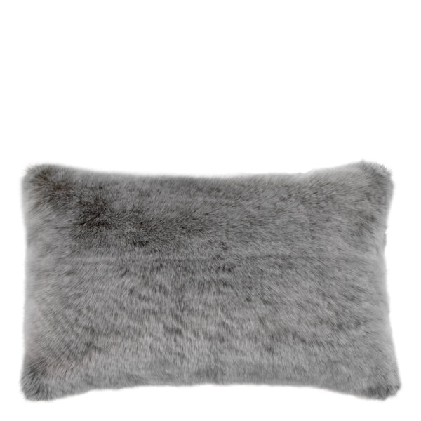 Scatter Cushion Alaska Faux Fur Grey Rectangular