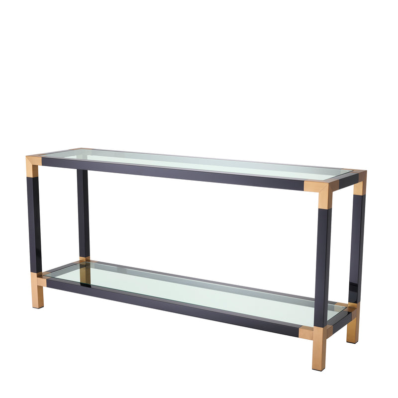 Console Table Royalton Black Brushed Brass Finish