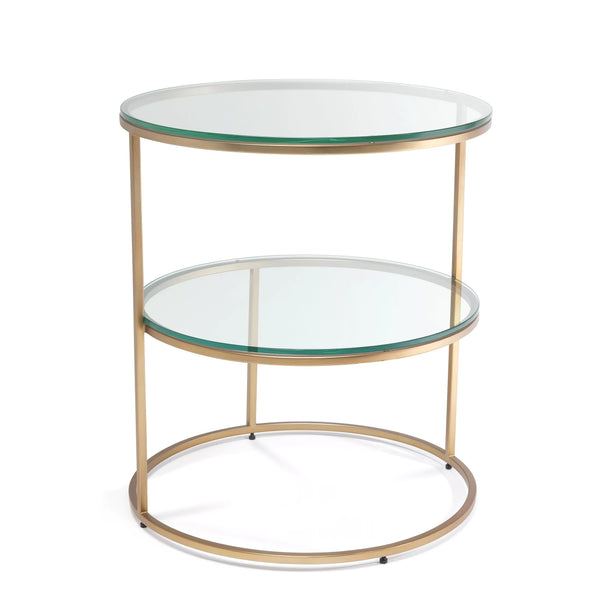 Side Table Circles Brushed Brass Finish