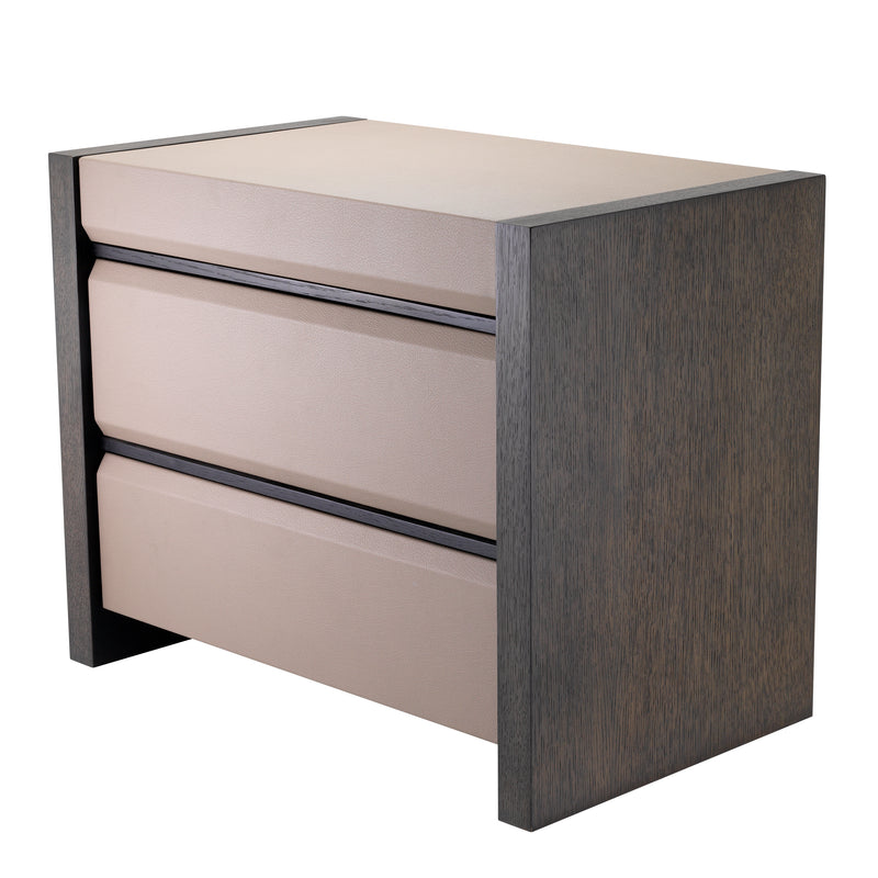Bedside Table Meribel Grey Leather Look