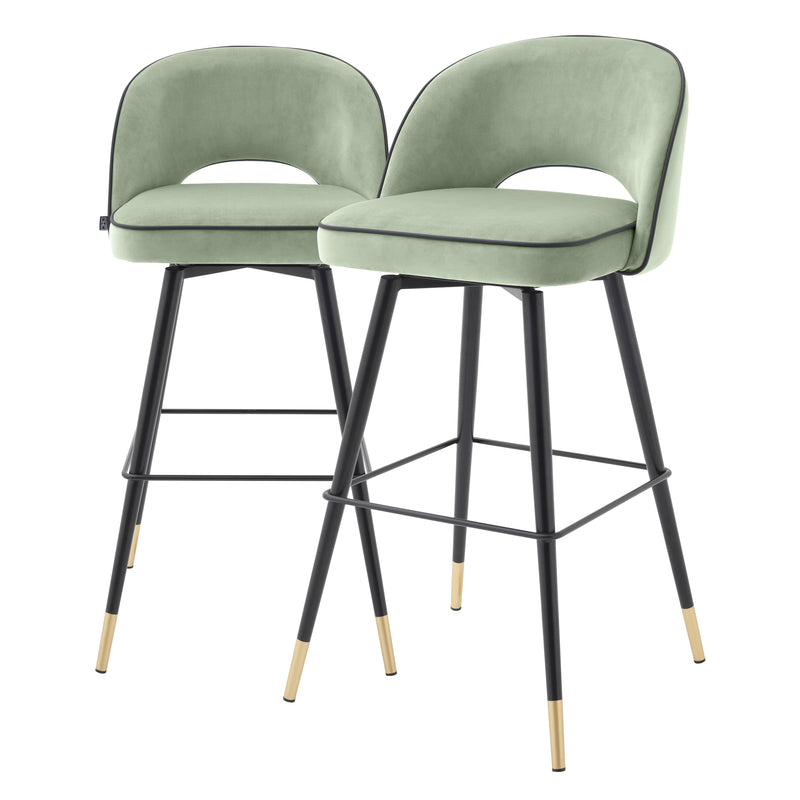 Bar Stool Cliff Savona Pistache Green Velvet S/2