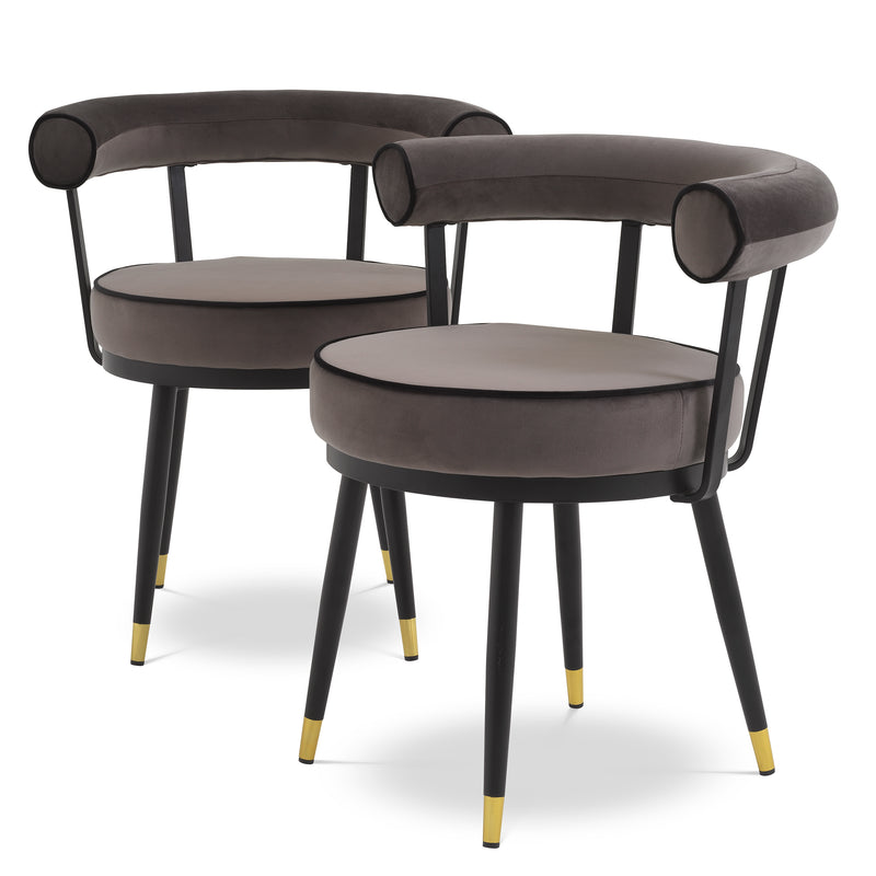 Dining Chair Vico Savona Grey Velvet Set Of 2