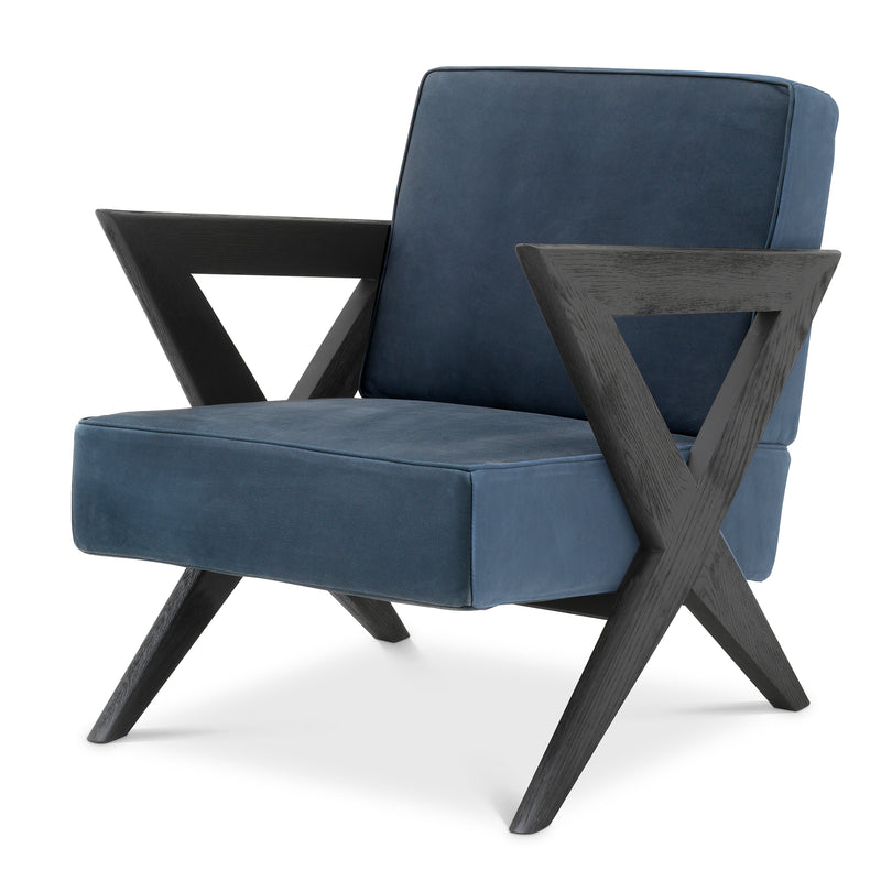 Chair Felippe Black Oak Blue Nubuck