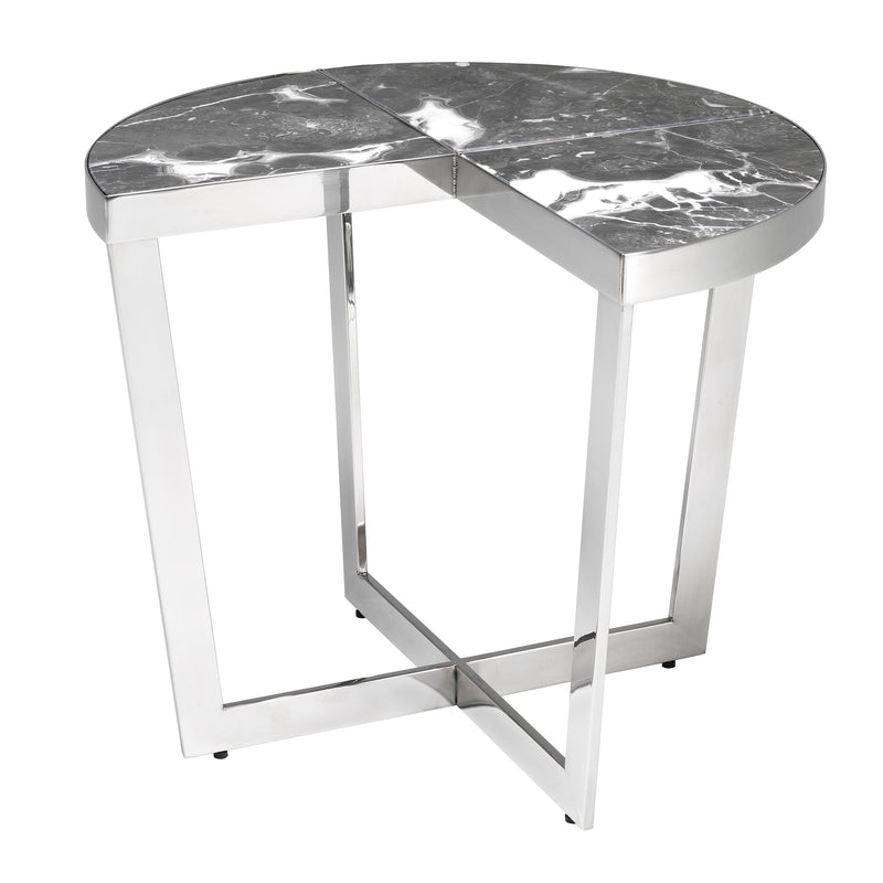 Side Table Turino Polished Ss Grey Marble
