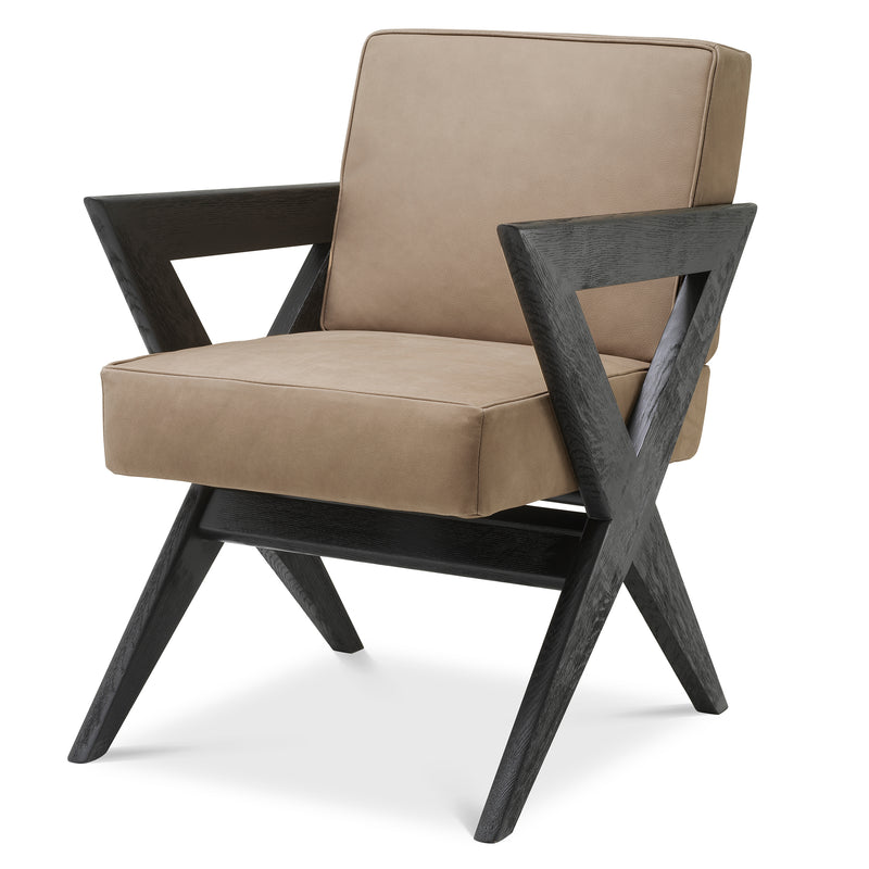 Dining Chair Felippe Black Oak Beige Nubuck