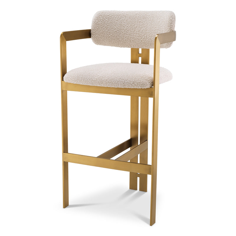 Bar Stool Donato Brushed Brass Boucle Cream