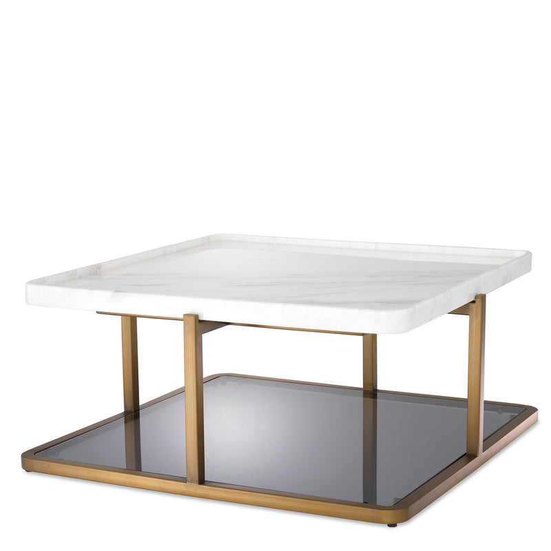 Coffee Table Grant Br Brass Finish White Marble