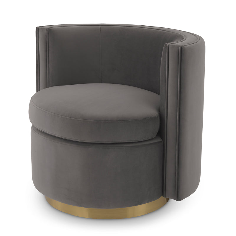 Swivel Chair Amanda Savona Grey Velvet