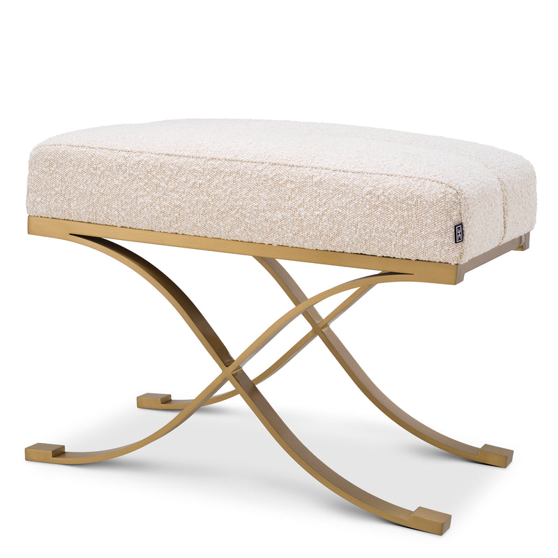Stool Adonia Brushed Brass Finish Boucle Cream