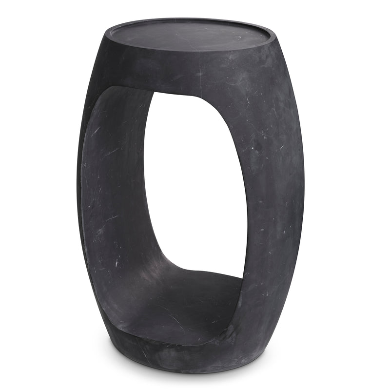 Side Table Clipper High Honed Black Marble