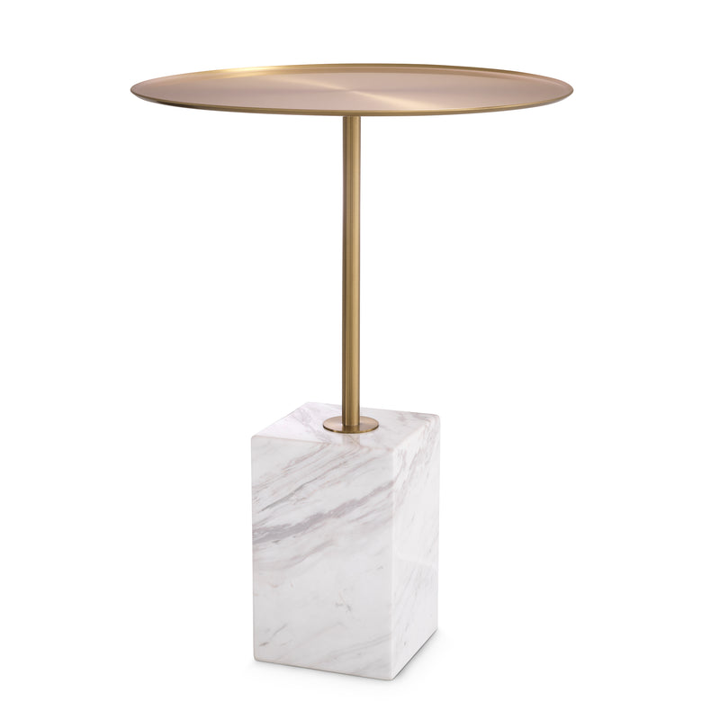 Side Table Cole Brushed Brass Finish White Marble
