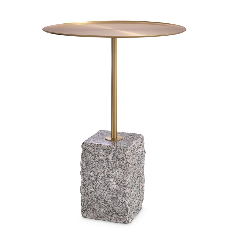 Side Table Cole Brushed Brass Finish Granite