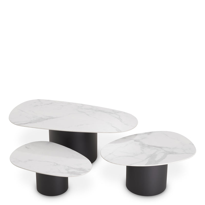 Coffee Table Zane White Ceramic Marble Set Of 3
