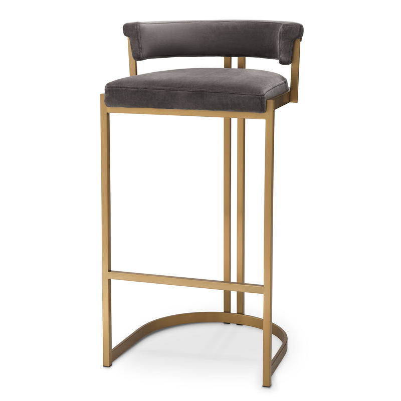 Bar Stool Dante Br Brass Finish Savona Grey Velvet