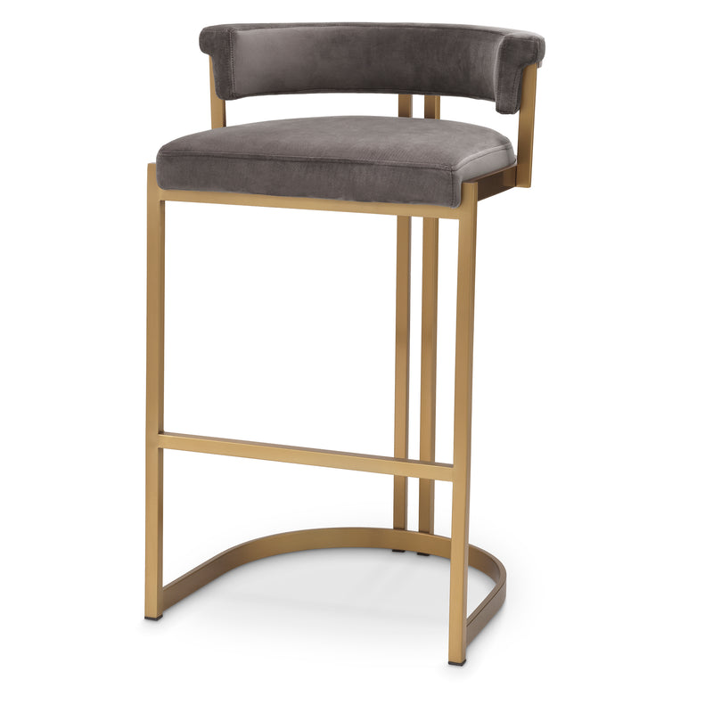 Counter Stool Dante Brush Brass Savona Grey Velvet