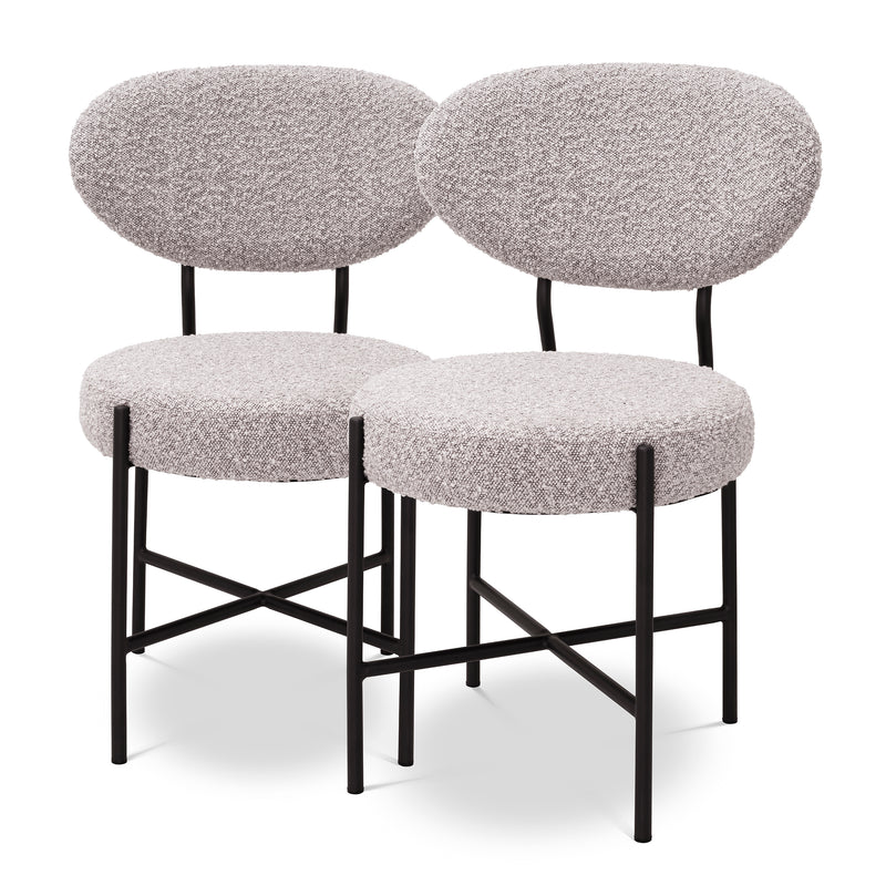 Dining Chair Vicq Boucle Grey Set Of 2
