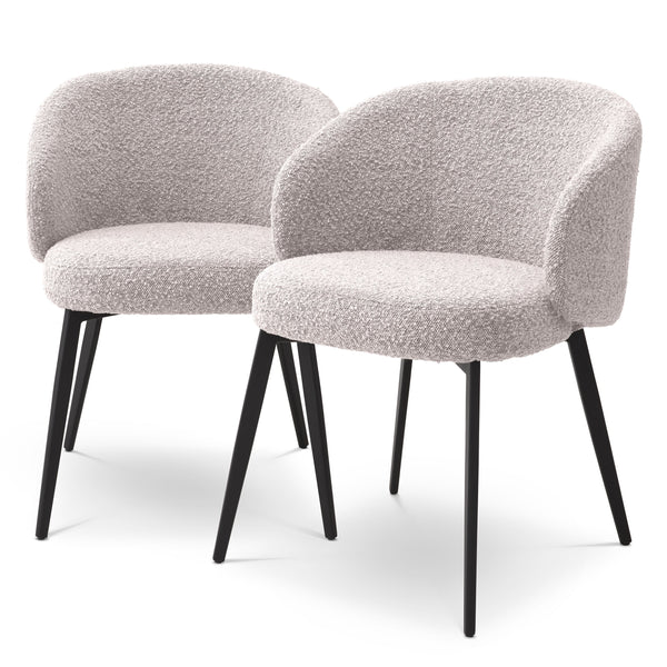 Dining Chair Lloyd With Arm Bouclé Grey Set Of 2