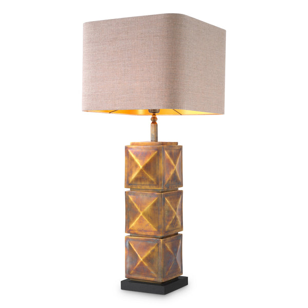 Table Lamp Carlo Vintage Brass Finish Incl Shade